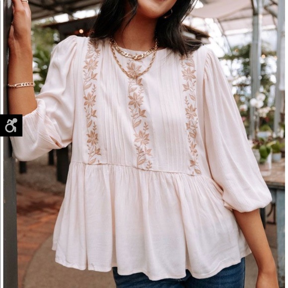 Tops - Light pink floral peplum top